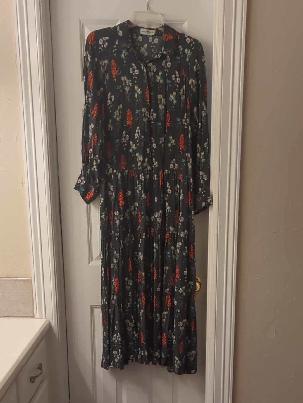 NATURAL LIFE Green Floral Button-Front Maxi Dress
